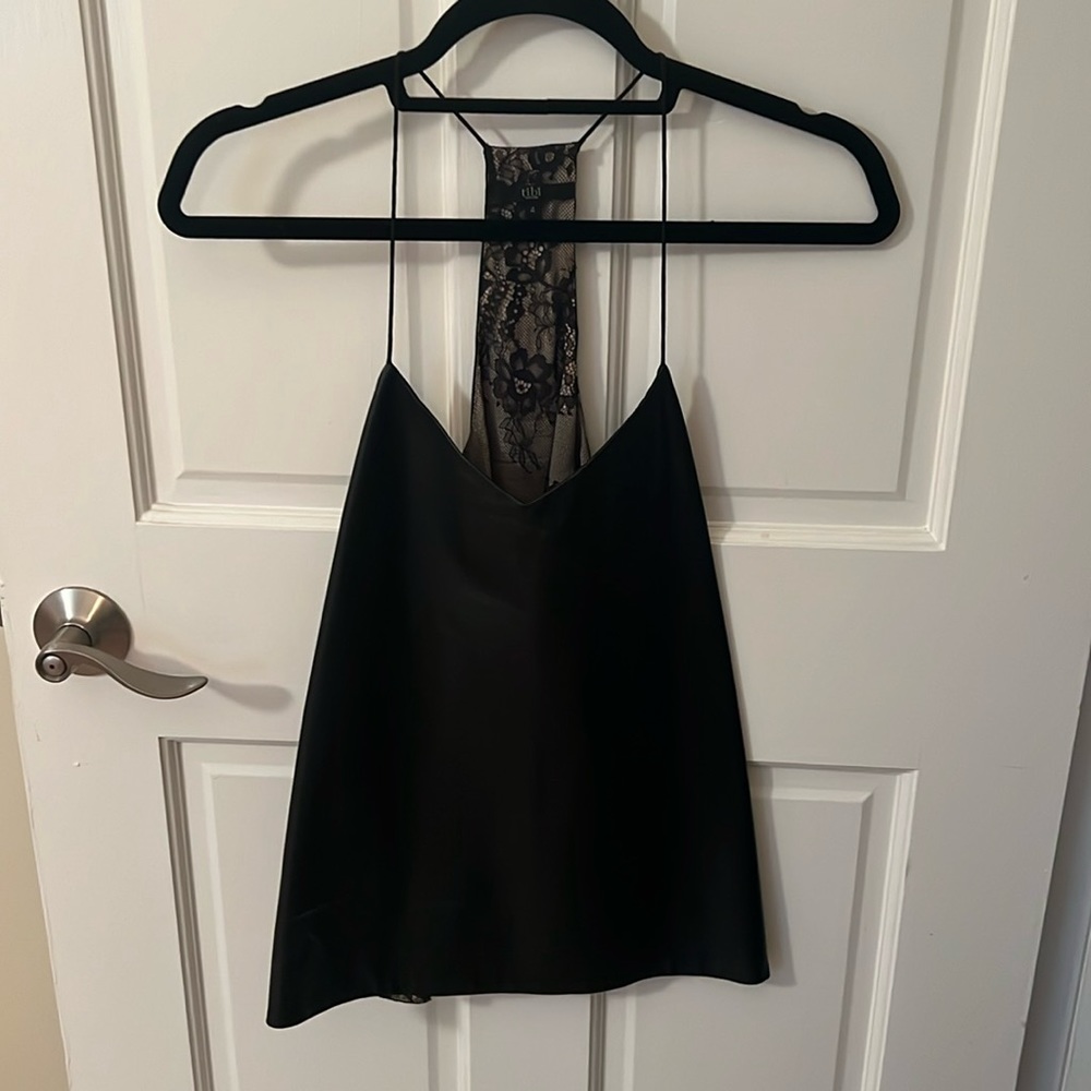 Black Leather front Tibi Tank
